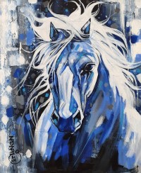Momin Khan, 24 x 30 Inch, Acrylic on Canvas, Horse Painting, AC-MK-121